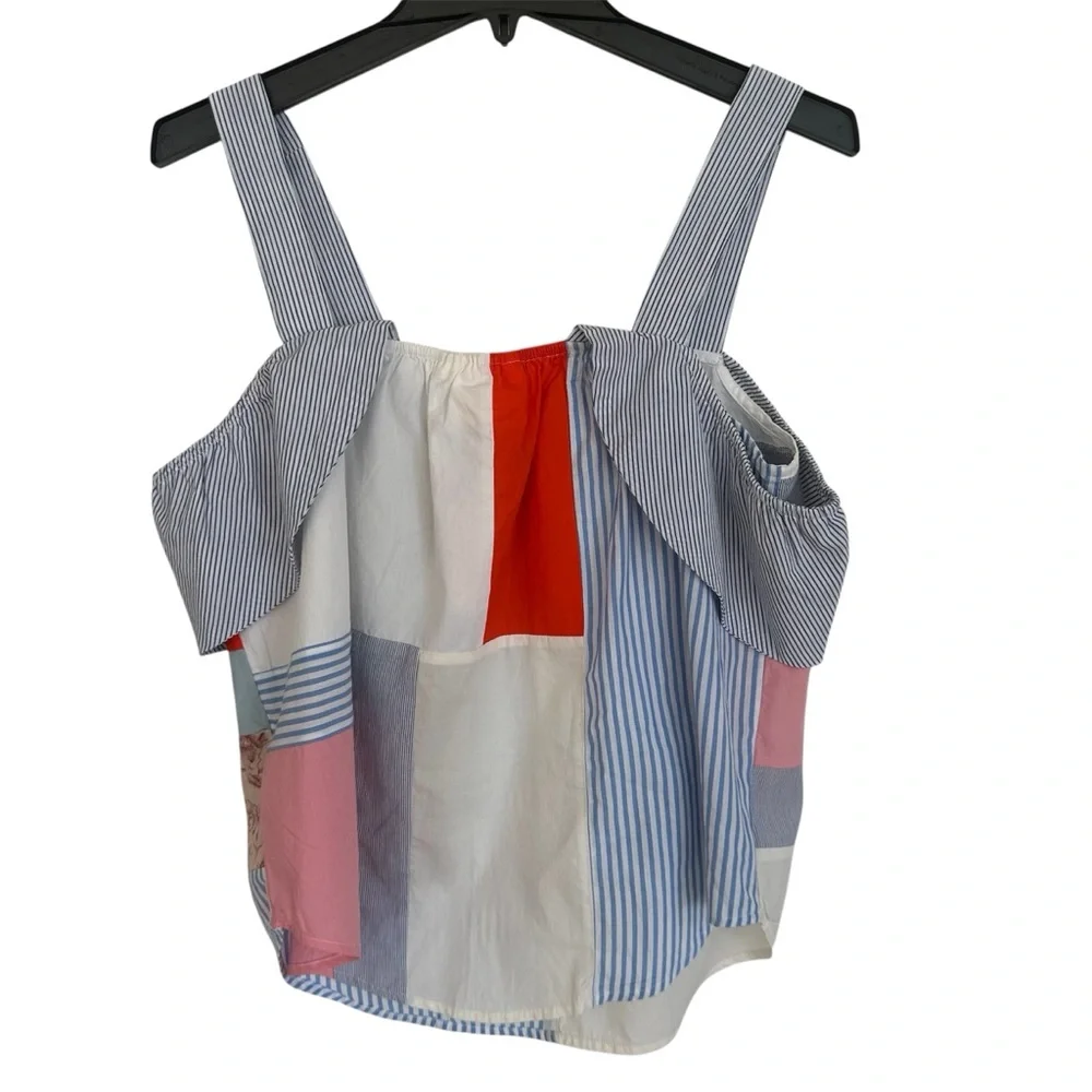 NWT Maeve Anthropologie Medley Patchwork off the Shoulder Top, Size 6 - Picture 2 of 6